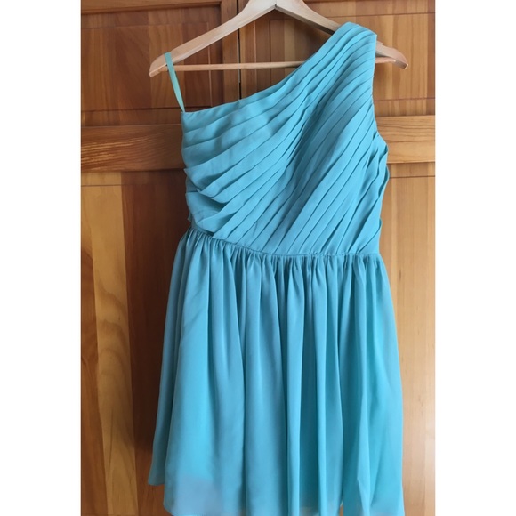 Seafoam Green Knee Length One Shoulder Prom Dress - Picture 2 of 4